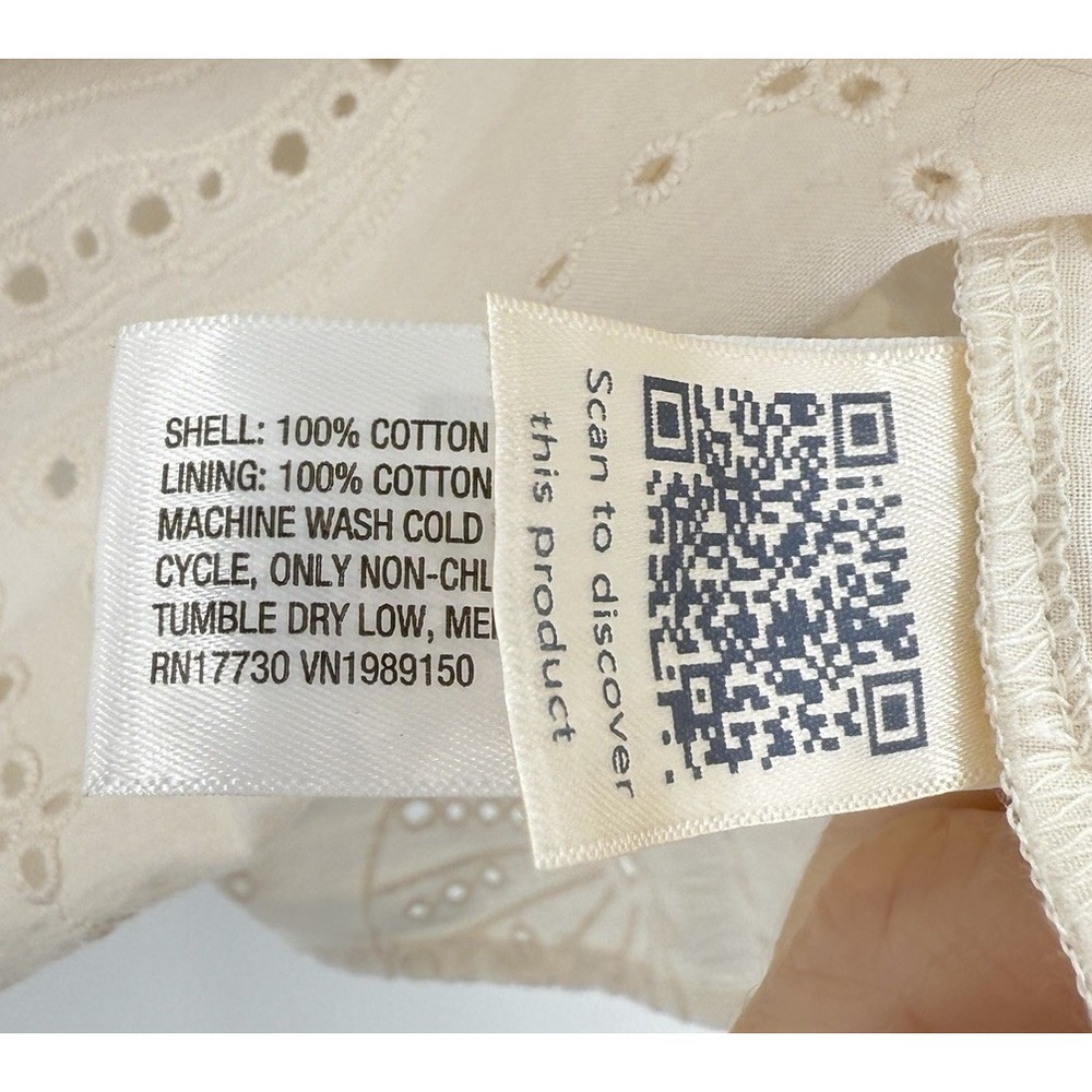 NWT Universal Thread Ivory Balloon Sleeve Eyelet Popover Blouse Sz M Boho Preppy - Picture 7 of 9
